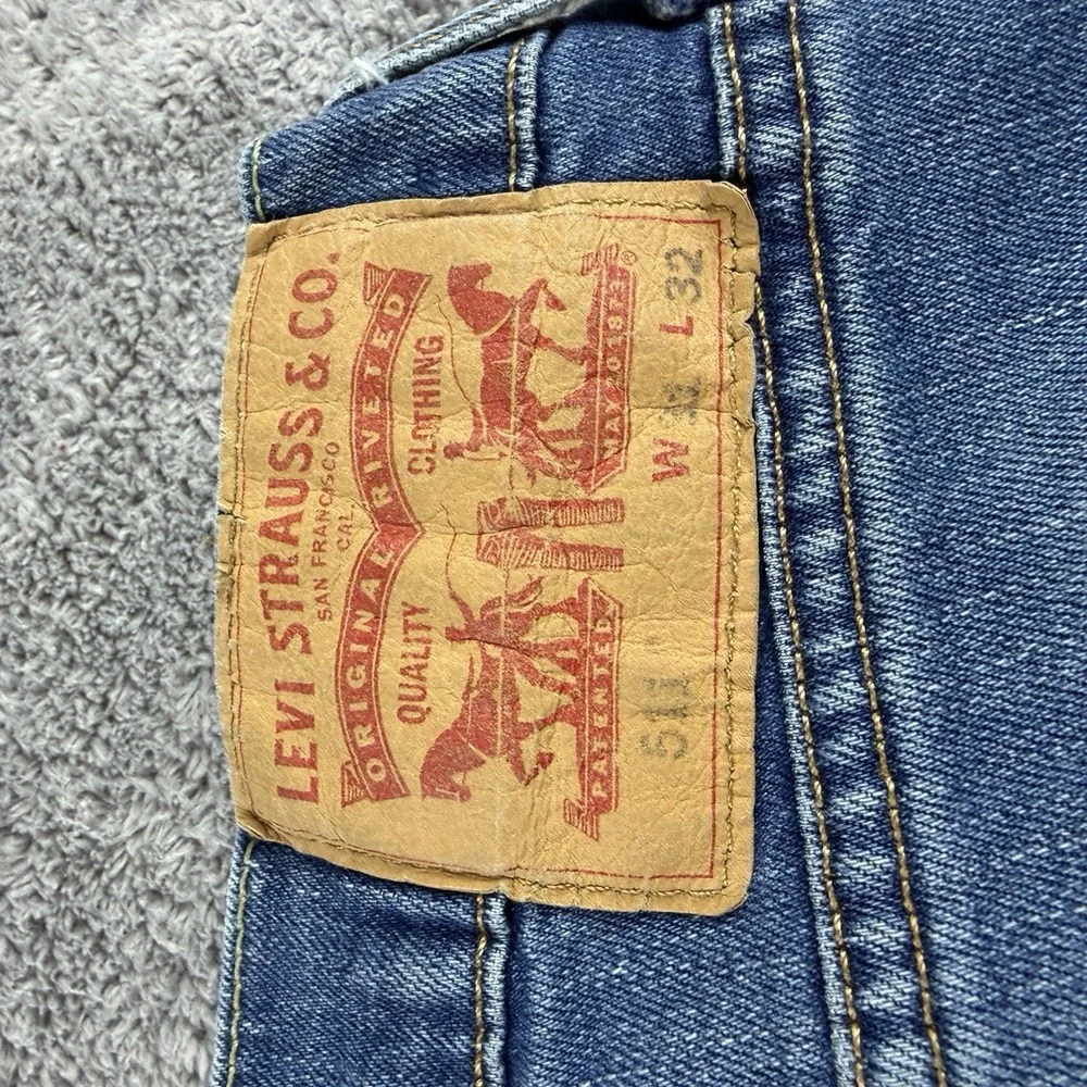 Levis 511 Slim Fit Skinny Jeans Mens 31x32 Blue Medium Wash Low Rise Distressed‎